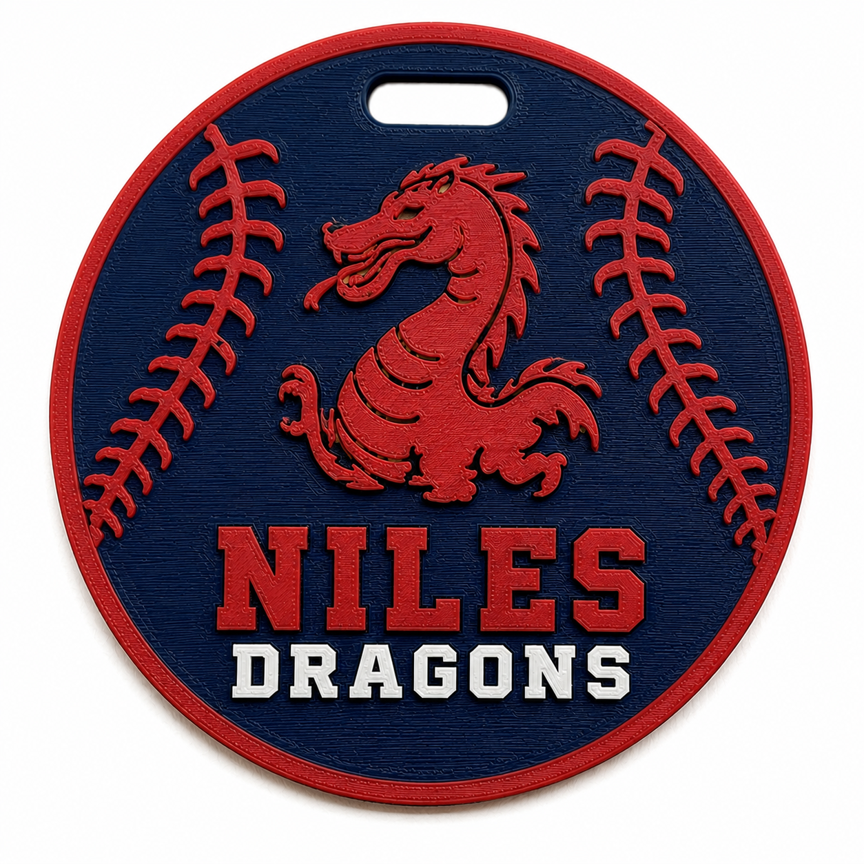 NIL-011 Softball Dragons navy bag tag mockup