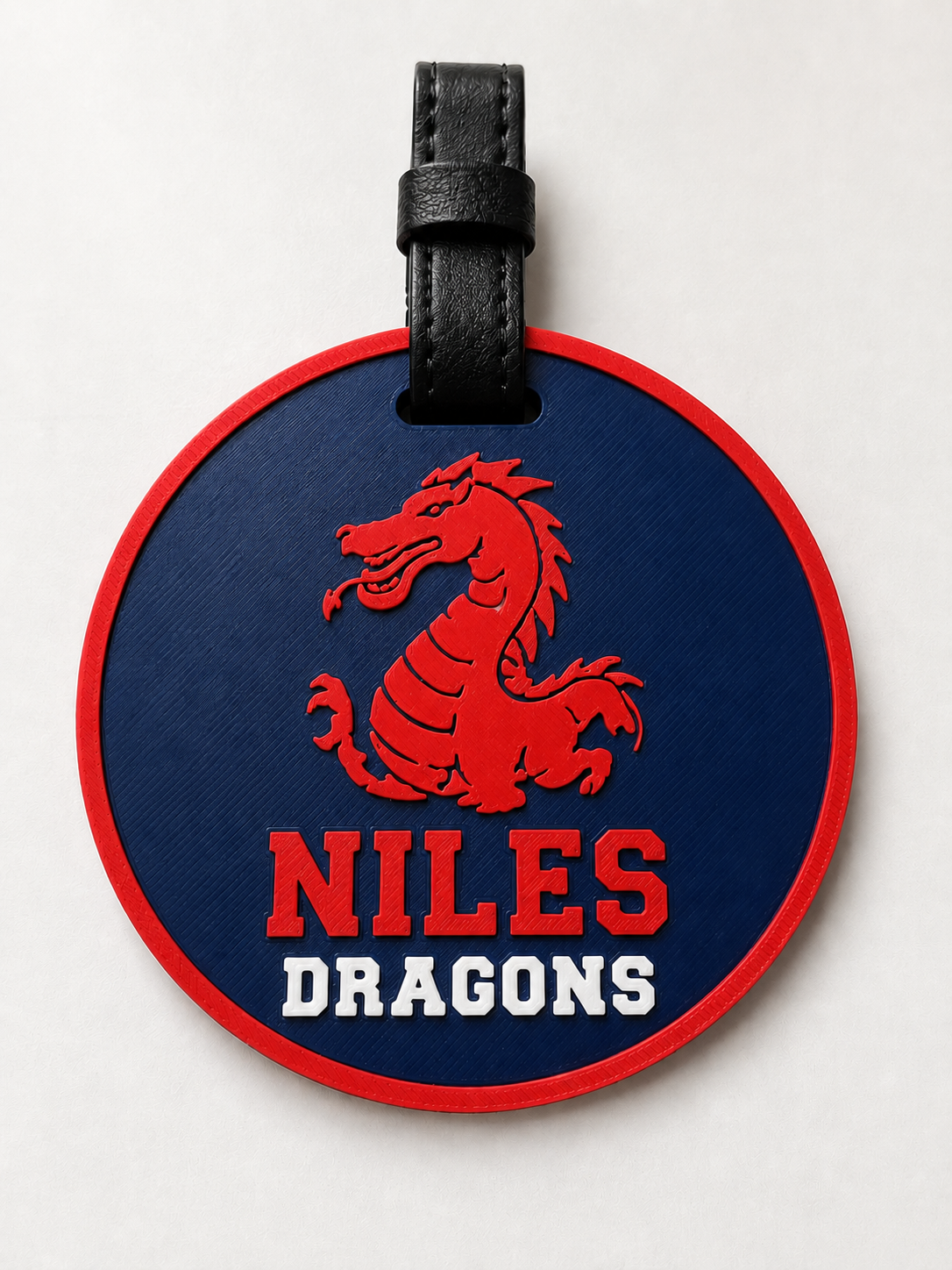 NIL-002 Classic Dragons solid navy bag tag mockup