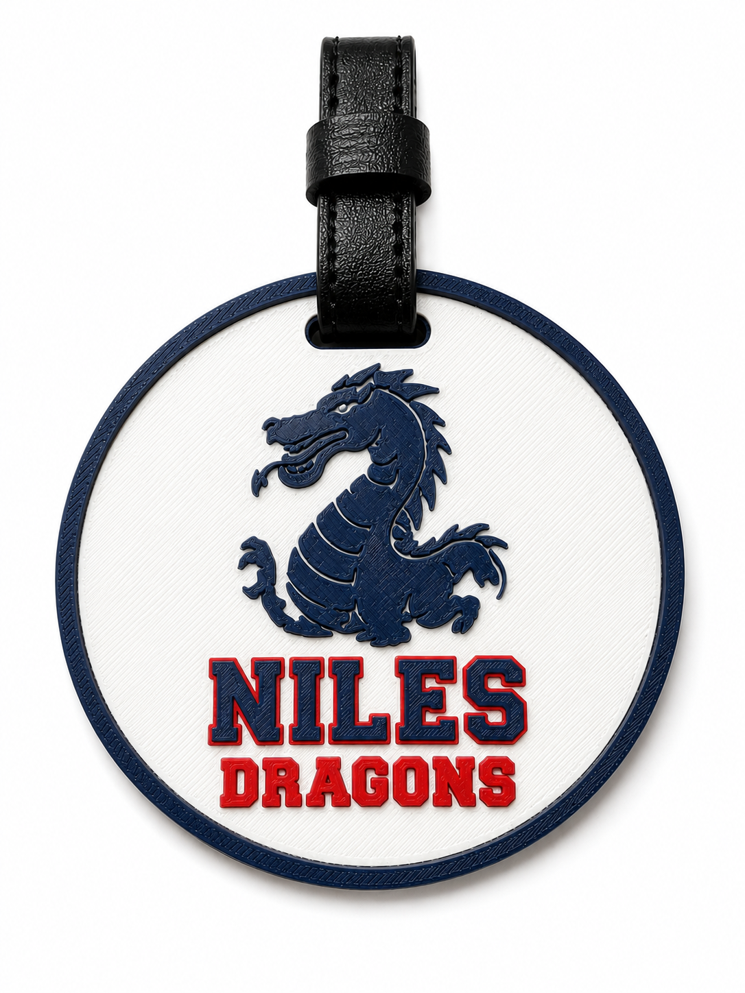 NIL-003 Classic Dragons white and navy bag tag mockup