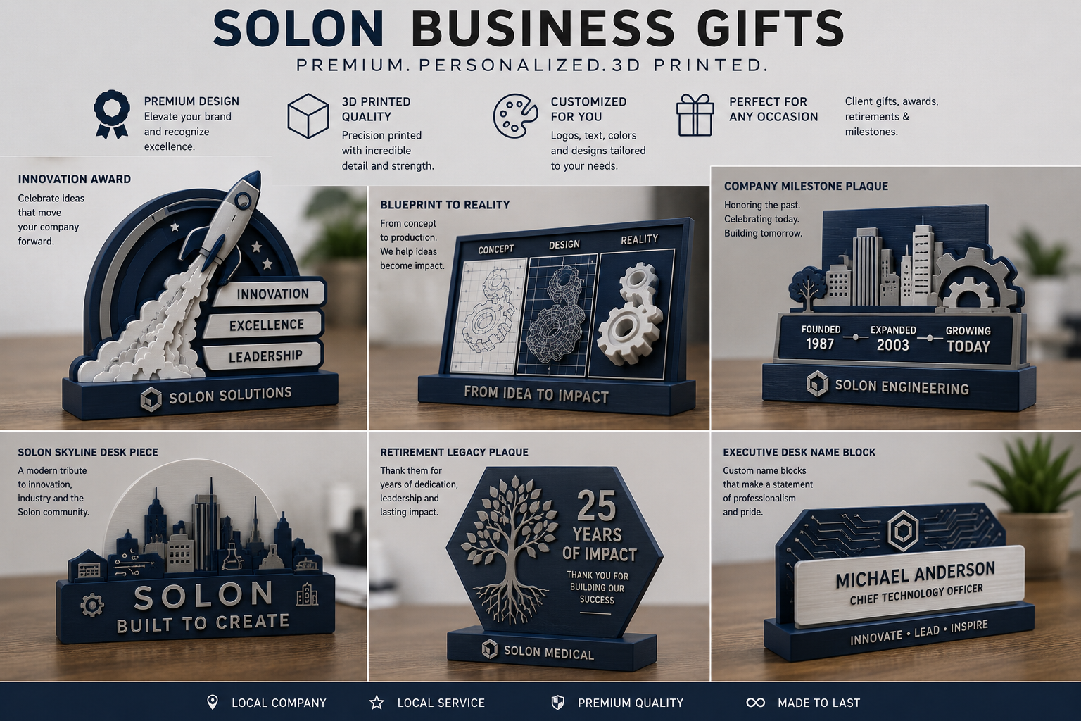 Solon business gift and 3D printed award concept collection