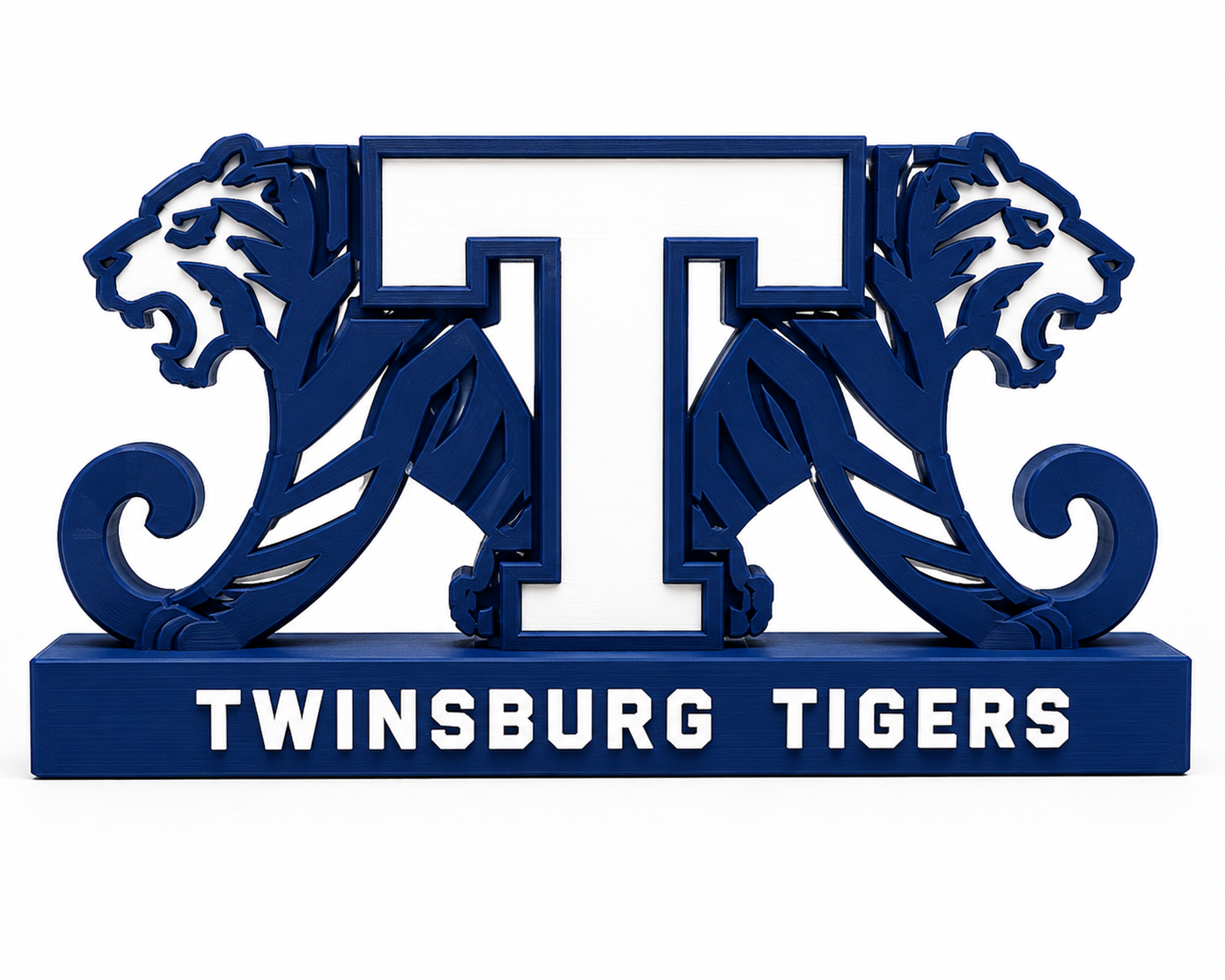 Twinsburg tiger-inspired two-color 3D printed desk display concept