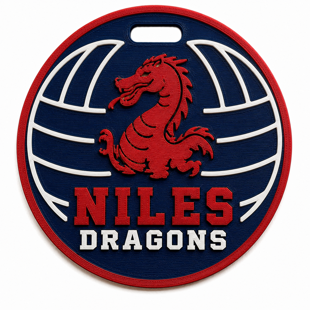 NIL-012 Volleyball Dragons navy bag tag mockup